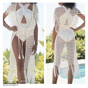 New Anthropologie Knit Kaftan Crochet Cover Up - One Size